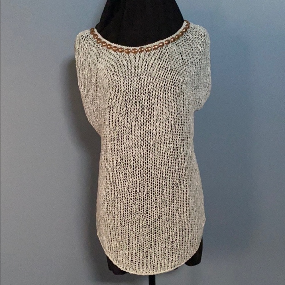 Pistachio green sleeveless sweater tunic